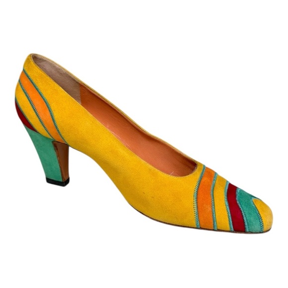 Philippe Model Suede Multicolor Colorblock Heels 37.5 (Fits US 8–8.5) - Picture 1 of 12